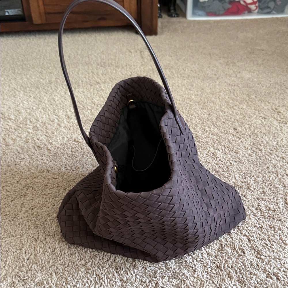 Amazon Woven Shoulder Bag in Dark Brown